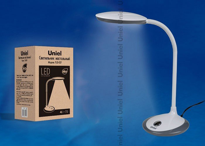 Настольная лампа (UL-00000417) Uniel TLD-527 Grey/LED/400Lm/4500K. 