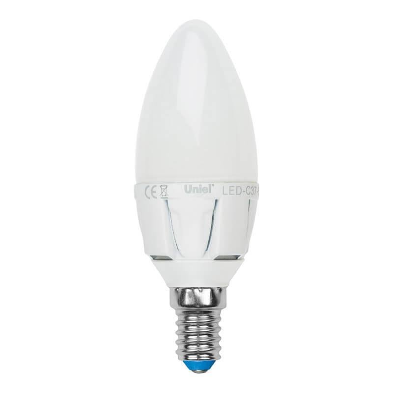 Лампа светодиодная (UL-00000767) E14 7W 4500K матовая LED-C37-7W/NW/E14/FR PLP01WH. 