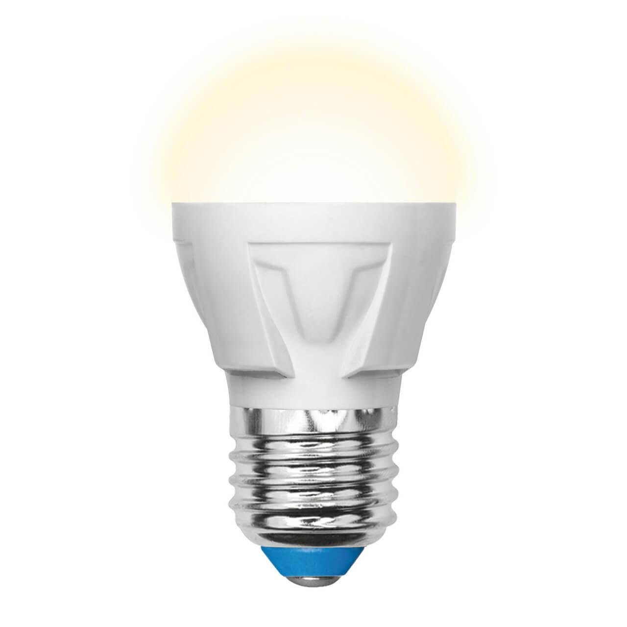 Лампа светодиодная Uniel (UL-00002420) E27 7W 3000K матовая LED-G45 7W/WW/E27/FR PLP01WH. 
