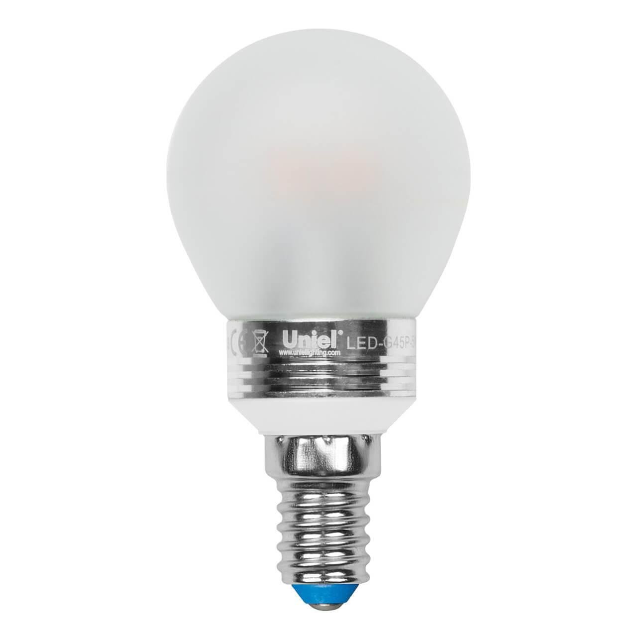Лампа светодиодная (UL-00000801) E14 5W 3000K матовая LED-G45P-5W/WW/E14/FR ALC02SL. 