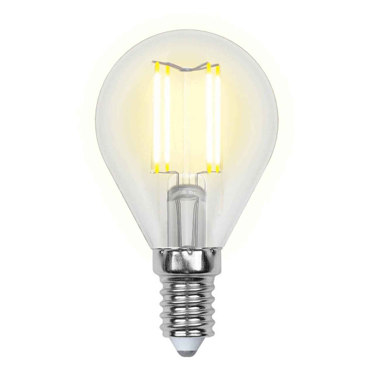 Лампа светодиодная Uniel (UL-00002201) E14 6W 3000K прозрачная LED-G45-6W/WW/E14/CL GLA01TR. 
