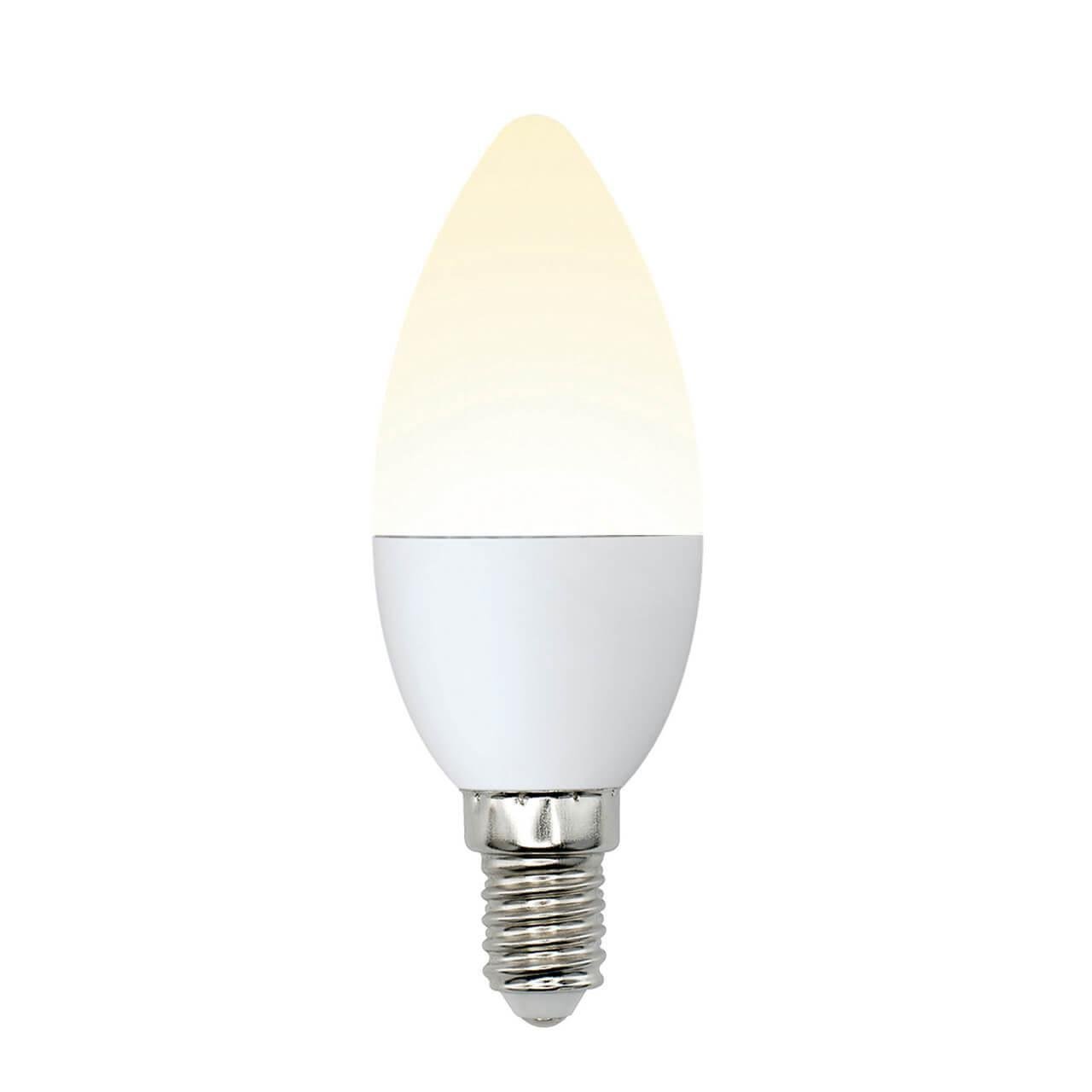 Лампа светодиодная Uniel (UL-00002373) E14 6W 3000K матовая LED-C37-6W/WW/E14/FR/MB PLM11WH. 