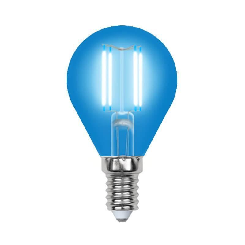 Лампа светодиодная Uniel (UL-00002989) E14 5W синий LED-G45-5W/BLUE/E14 GLA02BL. 