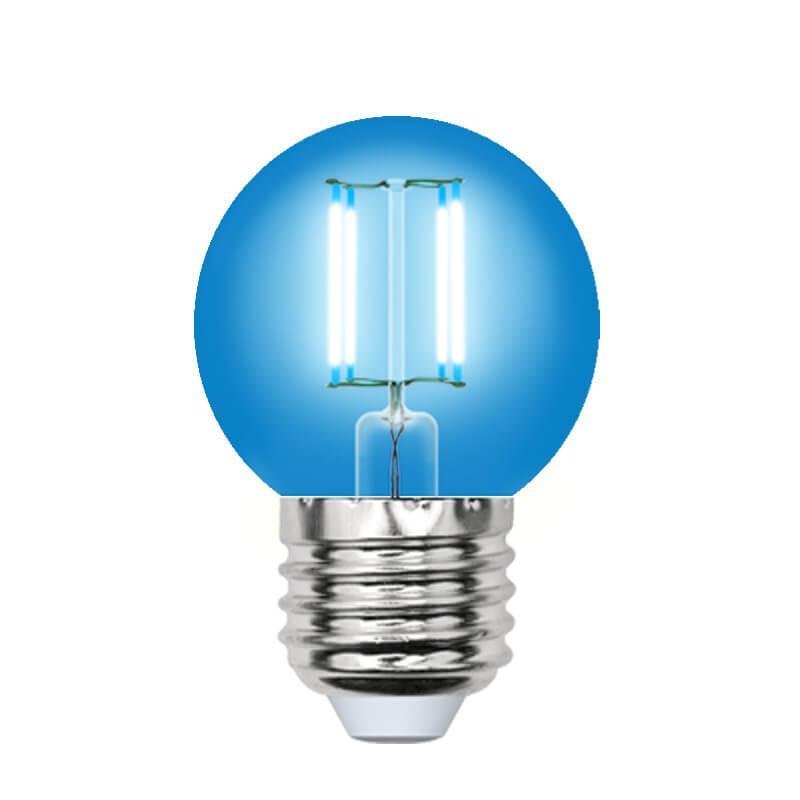 Лампа светодиодная Uniel (UL-00002990) E27 5W синий LED-G45-5W/BLUE/E27 GLA02BL. 