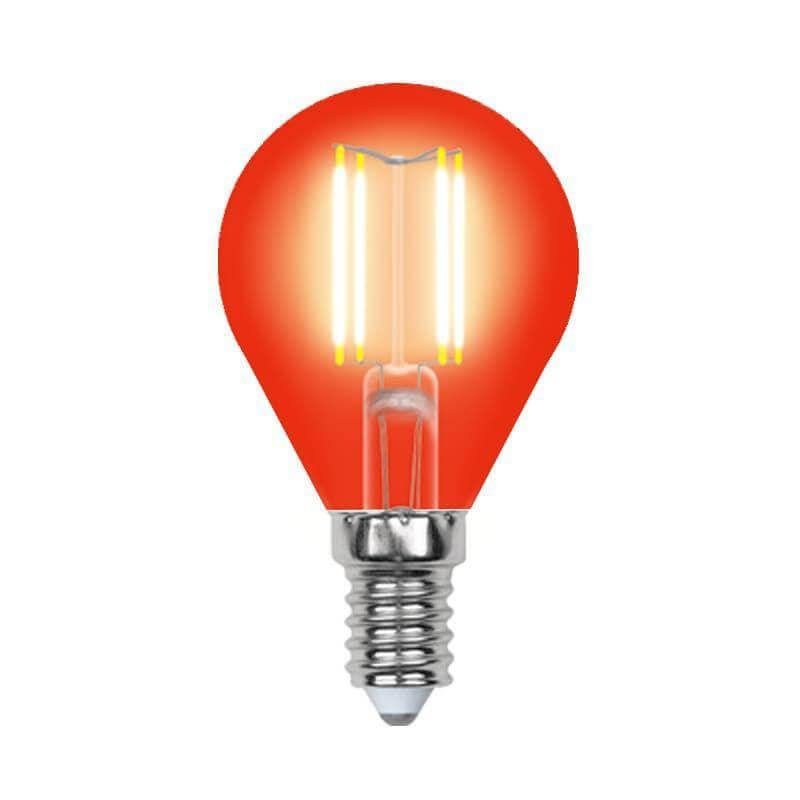 Лампа светодиодная Uniel (UL-00002985) E14 5W красный LED-G45-5W/RED/E14 GLA02RD. 