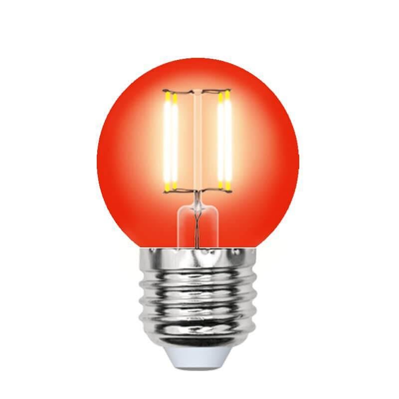 Лампа светодиодная Uniel (UL-00002986) E27 5W красный LED-G45-5W/RED/E27 GLA02RD. 