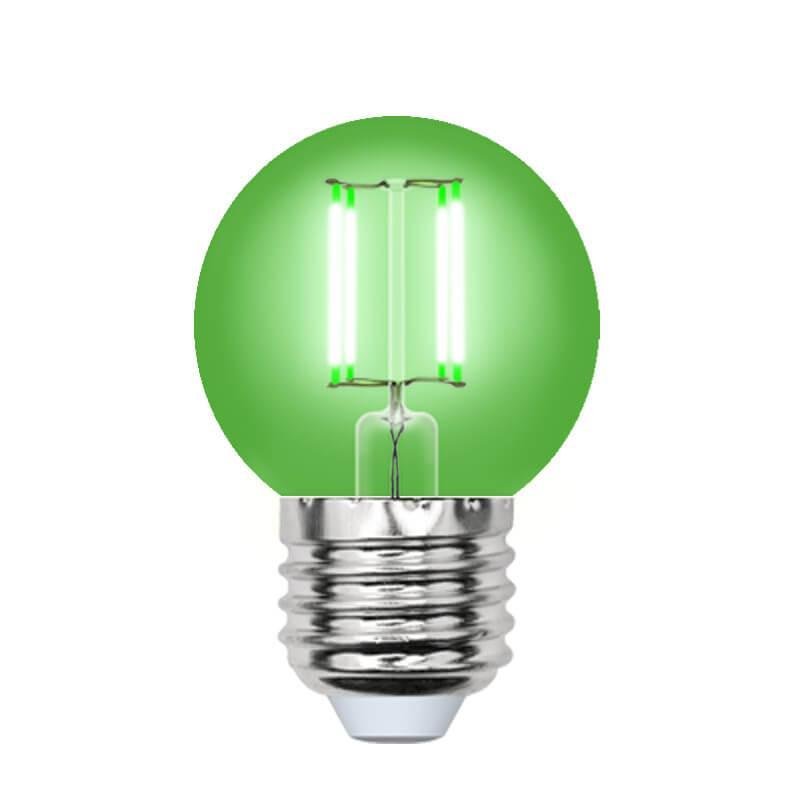 Лампа светодиодная Uniel (UL-00002988) E27 5W зеленый LED-G45-5W/GREEN/E27 GLA02GR. 