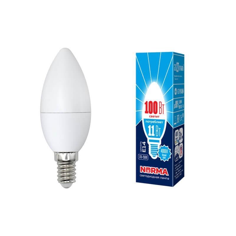 Лампа светодиодная Volpe (UL-00003811) E14 11W 4000K матовая LED-C37-11W/NW/E14/FR/NR. 