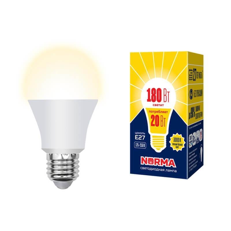 Лампа светодиодная Volpe (UL-00004030) E27 20W 3000K матовая LED-A65-20W/WW/E27/FR/NR. 