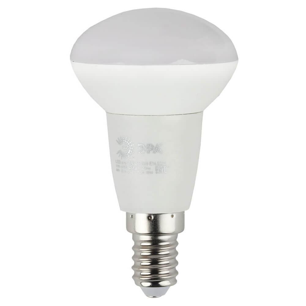 Лампа светодиодная ЭРА E14 6W 4000K матовая ECO LED R50-6W-840-E14. 