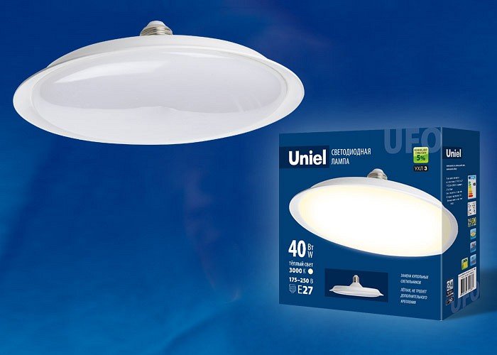 Лампа светодиодная Uniel (UL-00004573) E27 40W 3000K матовая LED-U220-40W/3000K/E27/FR PLU01WH. 