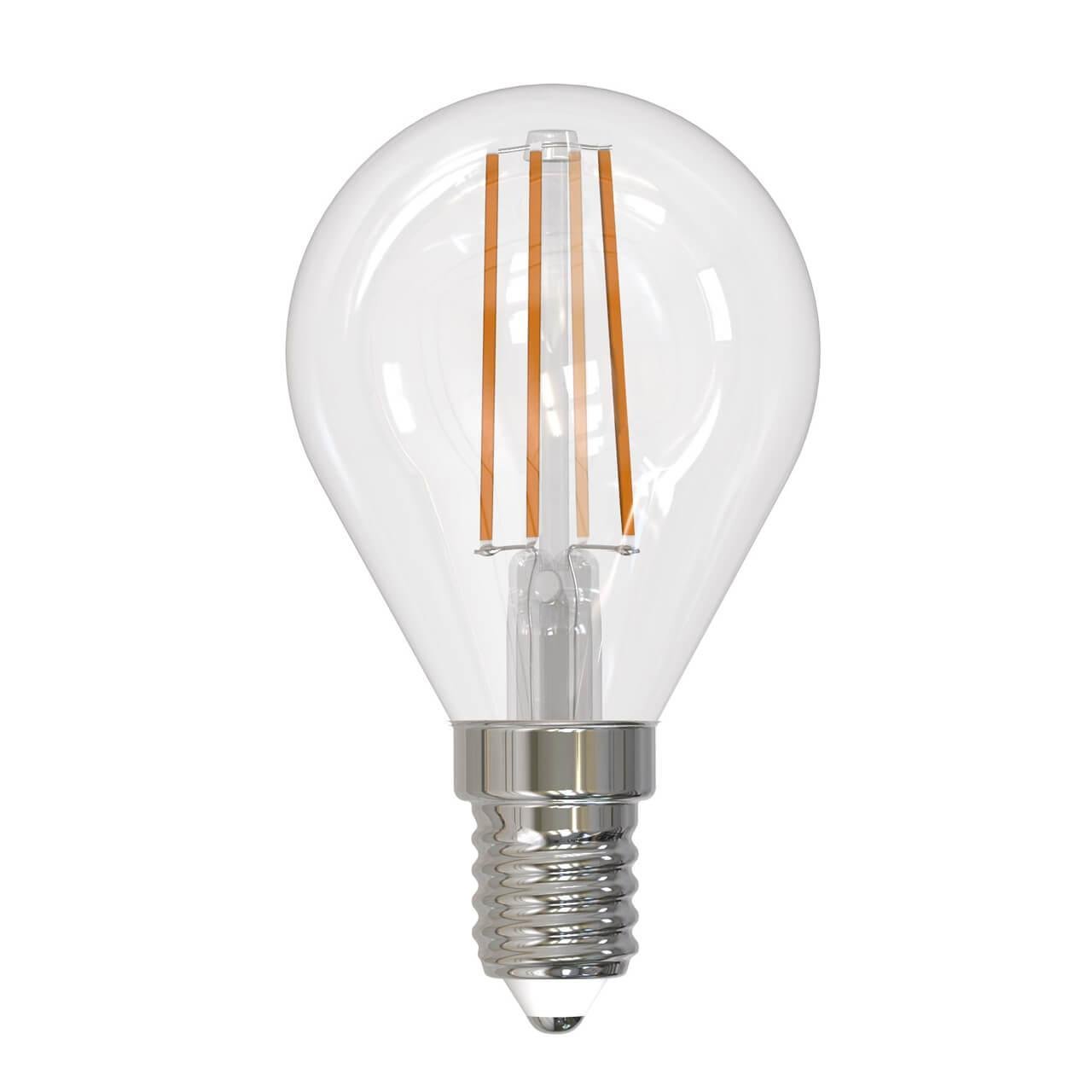 Лампа светодиодная Uniel (UL-00005172) E14 9W 3000K прозрачная LED-G45-9W/3000K/E14/CL PLS02WH. 