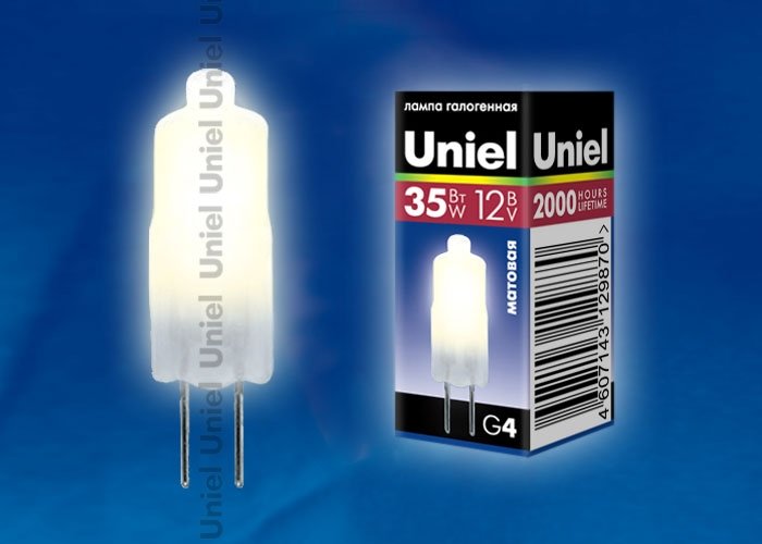 Лампа галогенная Uniel (00824) G4 35W матовая JC-12/35/G4 FR. 