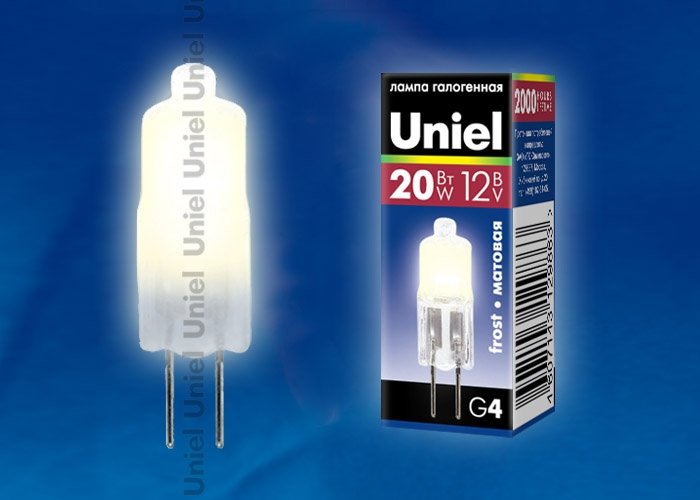 Лампа галогенная Uniel (00826) G4 20W матовая JC-12/20/G4 FR. 