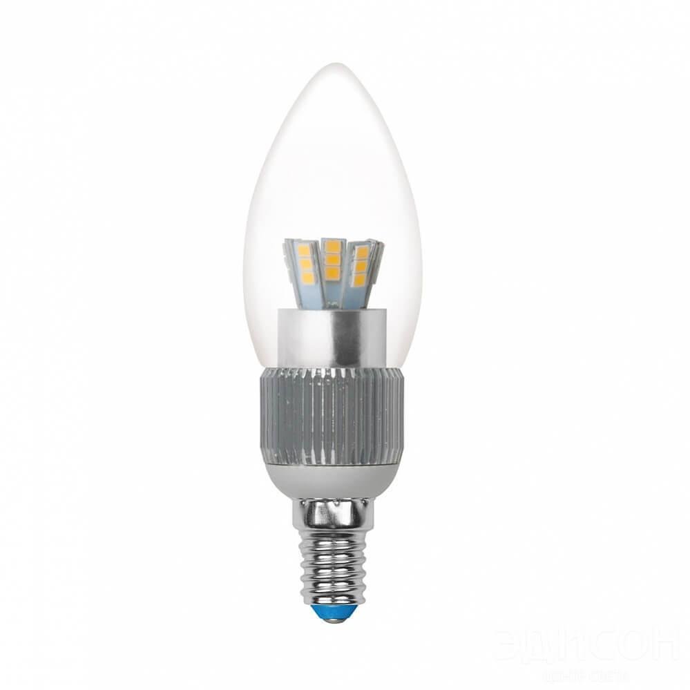 Лампа светодиодная диммируемая (08746) E14 5W 4500K прозрачная LED-C37P-5W/NW/E14/CL/DIM. 