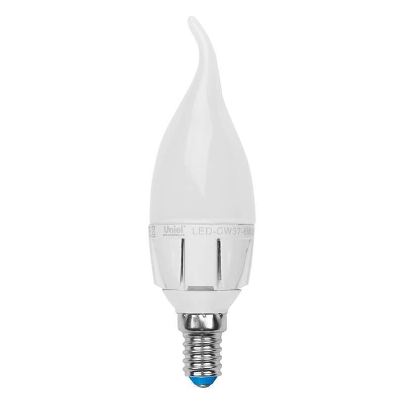 Лампа светодиодная Uniel диммируемая (UL-00000727) E14 6W 4500K матовая LED-CW37-6W/NW/E14/FR/DIM PLP01WH. 