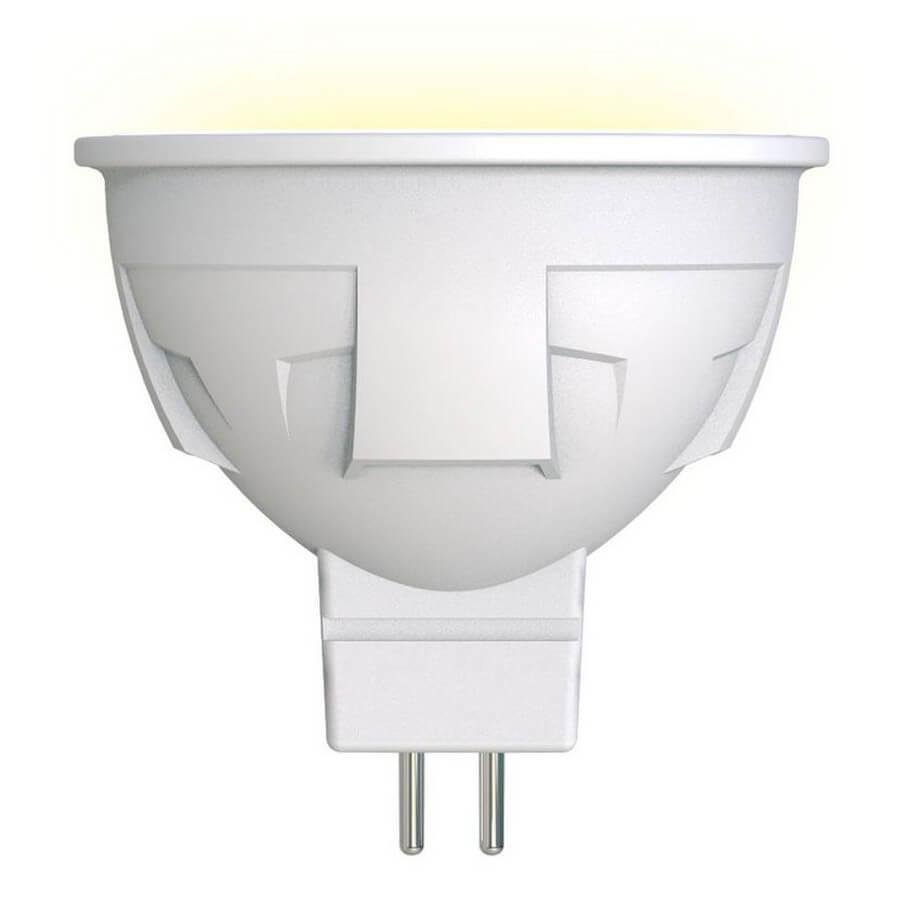 Лампа светодиодная Uniel диммируемая (UL-00003991) GU5.3 6W 3000K матовая LED-JCDR 6W/WW/GU5.3/FR/DIM PLP01WH. 