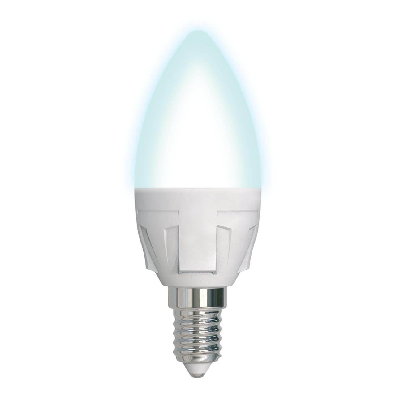 Лампа светодиодная Uniel диммируемая (UL-00004294) E14 7W 4000K матовая LED-C37 7W/4000K/E14/FR/DIM PLP01WH. 