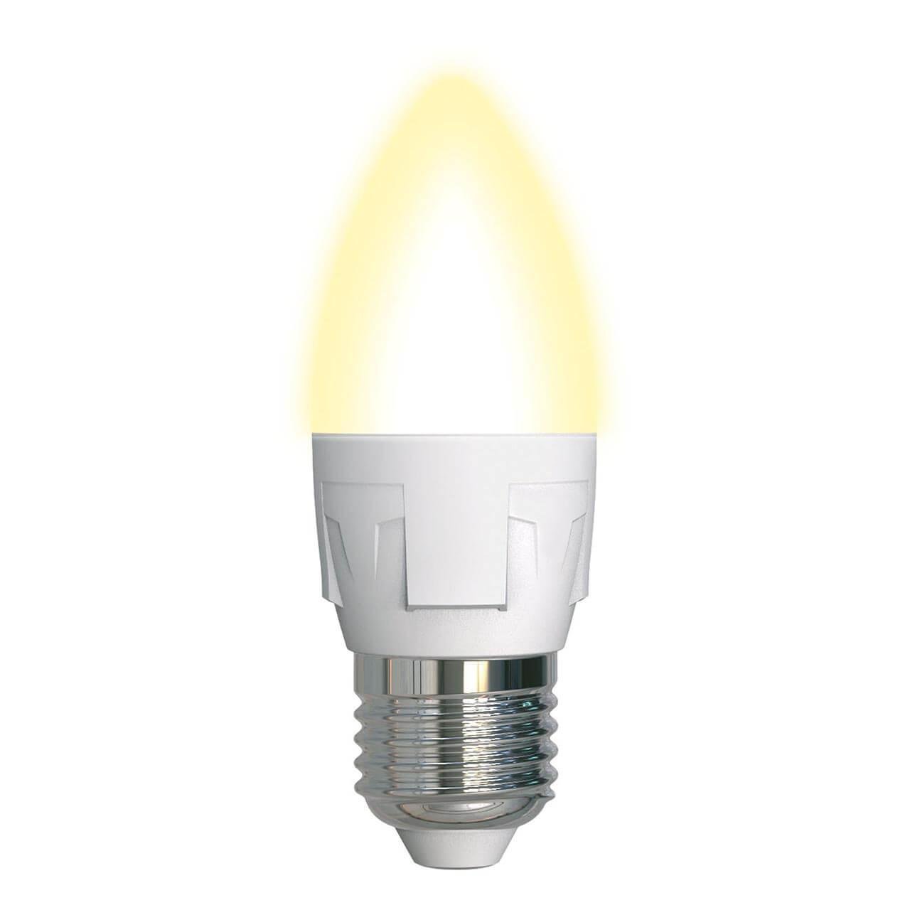 Лампа светодиодная Uniel диммируемая (UL-00004297) E27 7W 3000K матовая LED-C37 7W/3000K/E27/FR/DIM PLP01WH. 