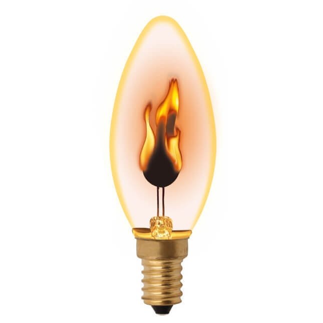 Лампа декоративная Uniel (UL-00002981) E14 3W золотистая IL-N-C35-3/RED-FLAME/E14/CL. 