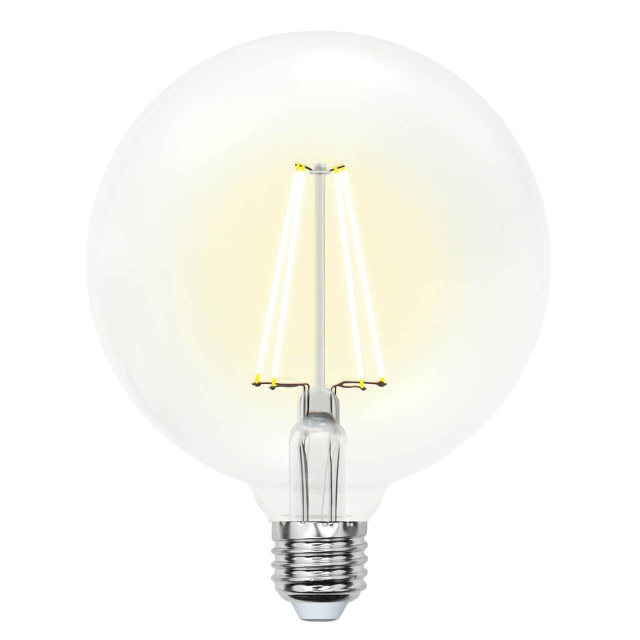 Лампа светодиодная филаментная Uniel (10534) E27 10W 3000K прозрачная LED-G125-10W/WW/E27/CL PLS02WH. 