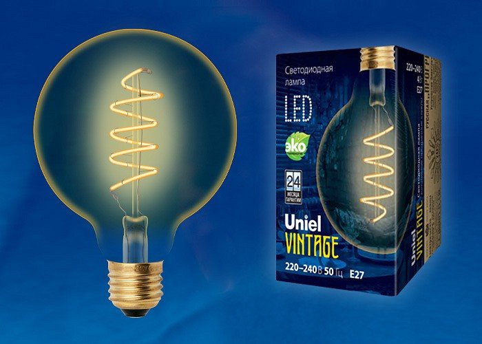 Лампа светодиодная Uniel (UL-00001818) E27 4W 2250K прозрачная LED-G95-4W/GOLDEN/E27/CW GLV21GO. 