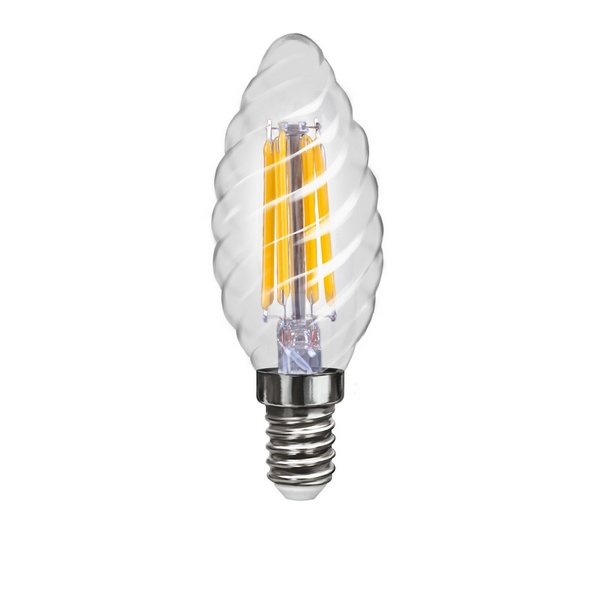 Лампа светодиодная филаментная E14 4W 4000К свеча витая прозрачная VG10-CС1E14cold4W-F 7003. 