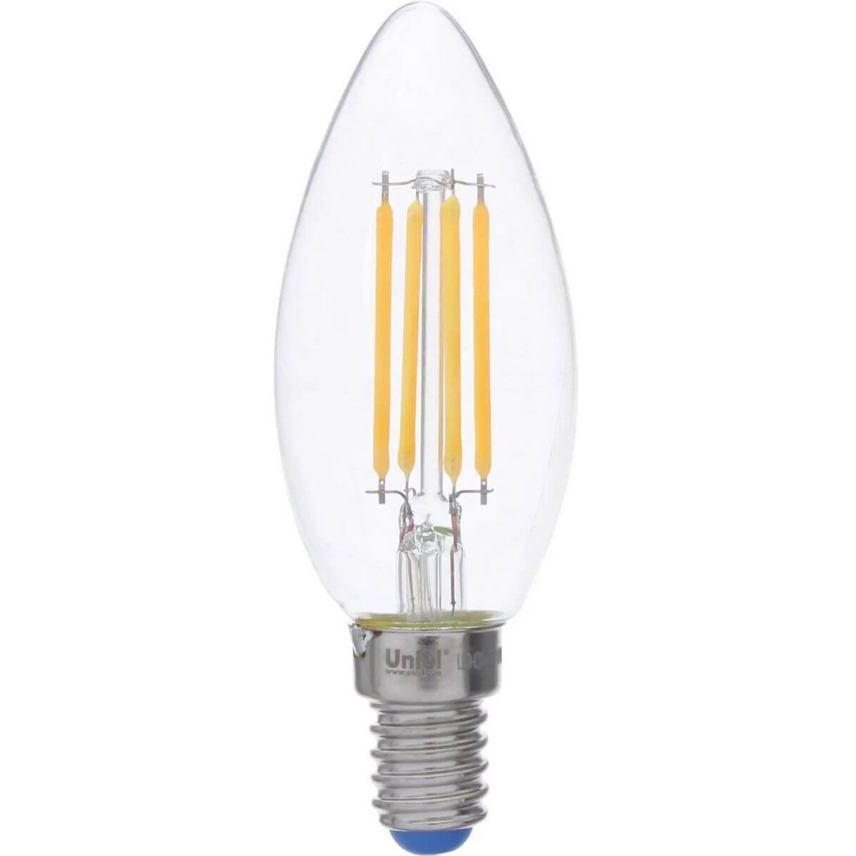 Лампа светодиодная филаментная Uniel (UL-00002860) E14 5W 3000K LED-C35-5W/WW/E14/CL/DIM GLA01TR. 
