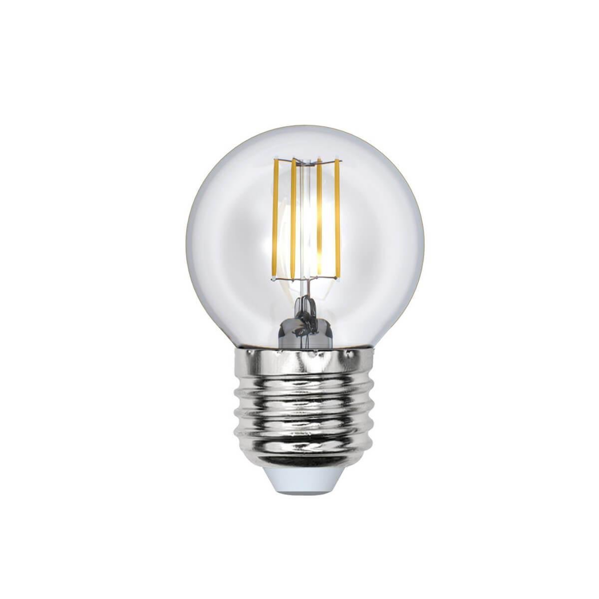 Лампа светодиодная филаментная Uniel (UL-00002868) E27 5W 3000K LED-G45-5W/WW/E27/CL/DIM GLA01TR. 