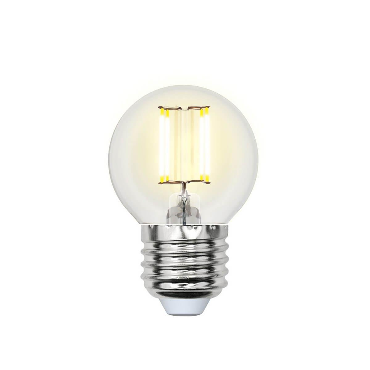 Лампа светодиодная филаментная Uniel (UL-00002871) E27 5W 4000K LED-G45-5W/NW/E27/CL/DIM GLA01TR. 