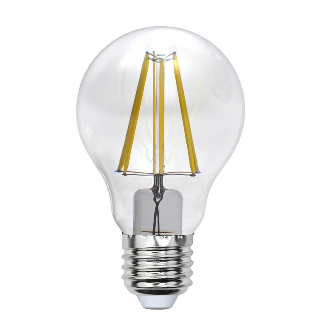 Лампа светодиодная филаментная Uniel E27 7W 3000K прозрачная LED-A60-7W/WW/E27/CL/MB GLM10TR. 