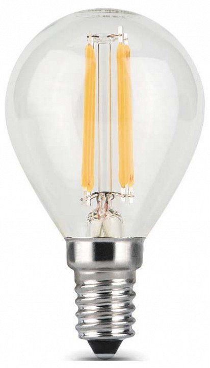 Лампа светодиодная филаментная Gauss E14 9W 2700К прозрачная 105801109. 