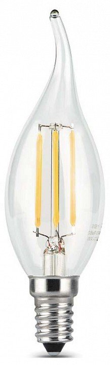 Лампа светодиодная филаментная Gauss E14 9W 4100К прозрачная 104801209. 