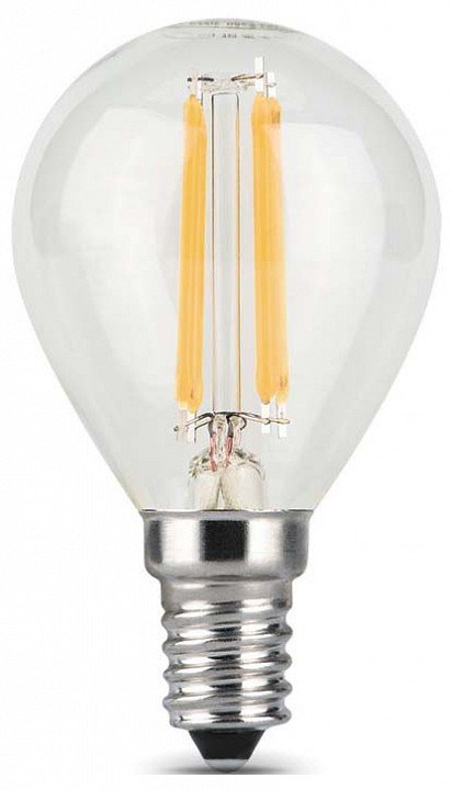 Лампа светодиодная филаментная Gauss E14 9W 4100К прозрачная 105801209. 