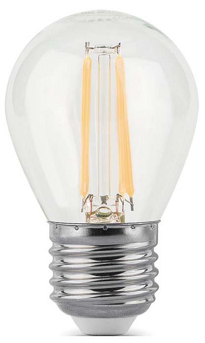 Лампа светодиодная филаментная Gauss E27 9W 4100К прозрачная 105802209. 