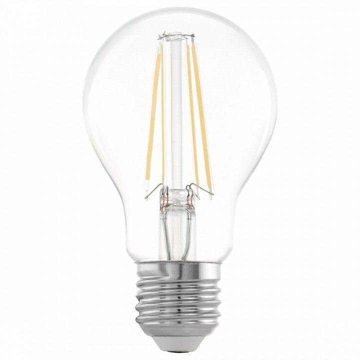 Лампа светодиодная филаментная Eglo E27 6,5W 2700К прозрачная 11534. 