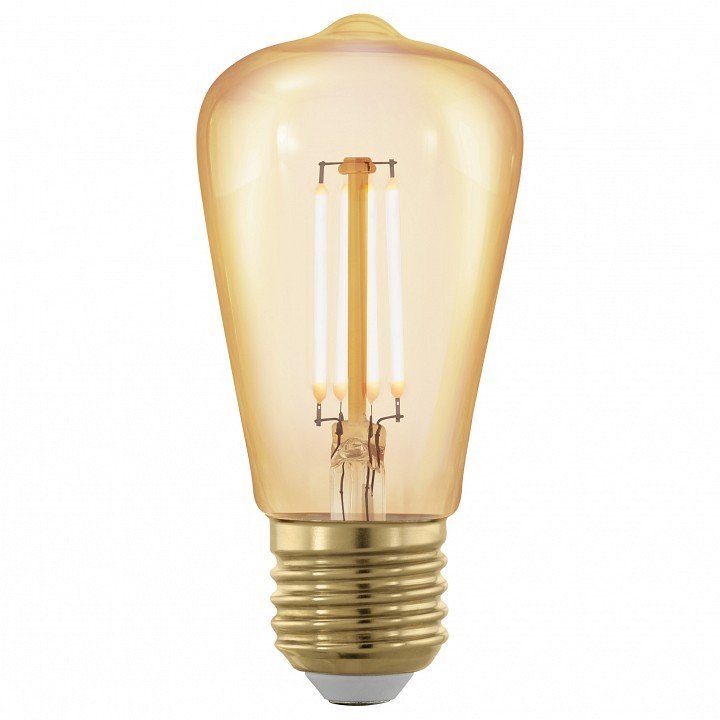 Лампа светодиодная филаментная Eglo диммируемая E27 4W 1700К золотая 11695. 