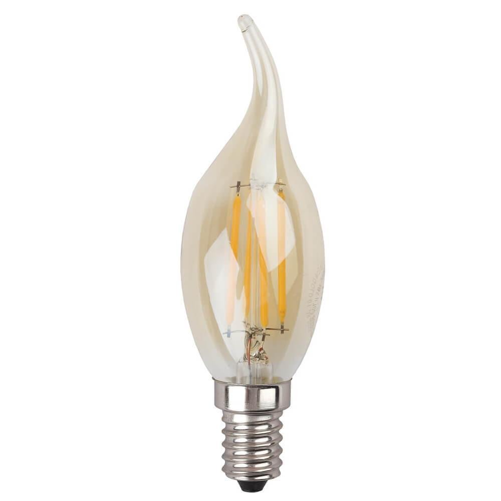 Лампа светодиодная филаментная ЭРА E14 5W 2700K золотая F-LED BXS-5W-827-E14 gold. 