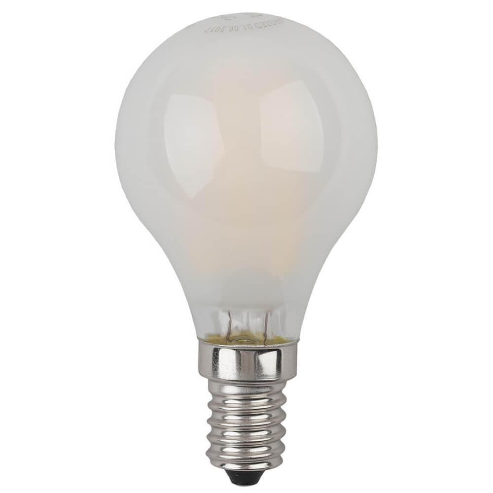 Лампа светодиодная филаментная ЭРА E14 5W 2700K матовая F-LED P45-5W-827-E14 frost. 