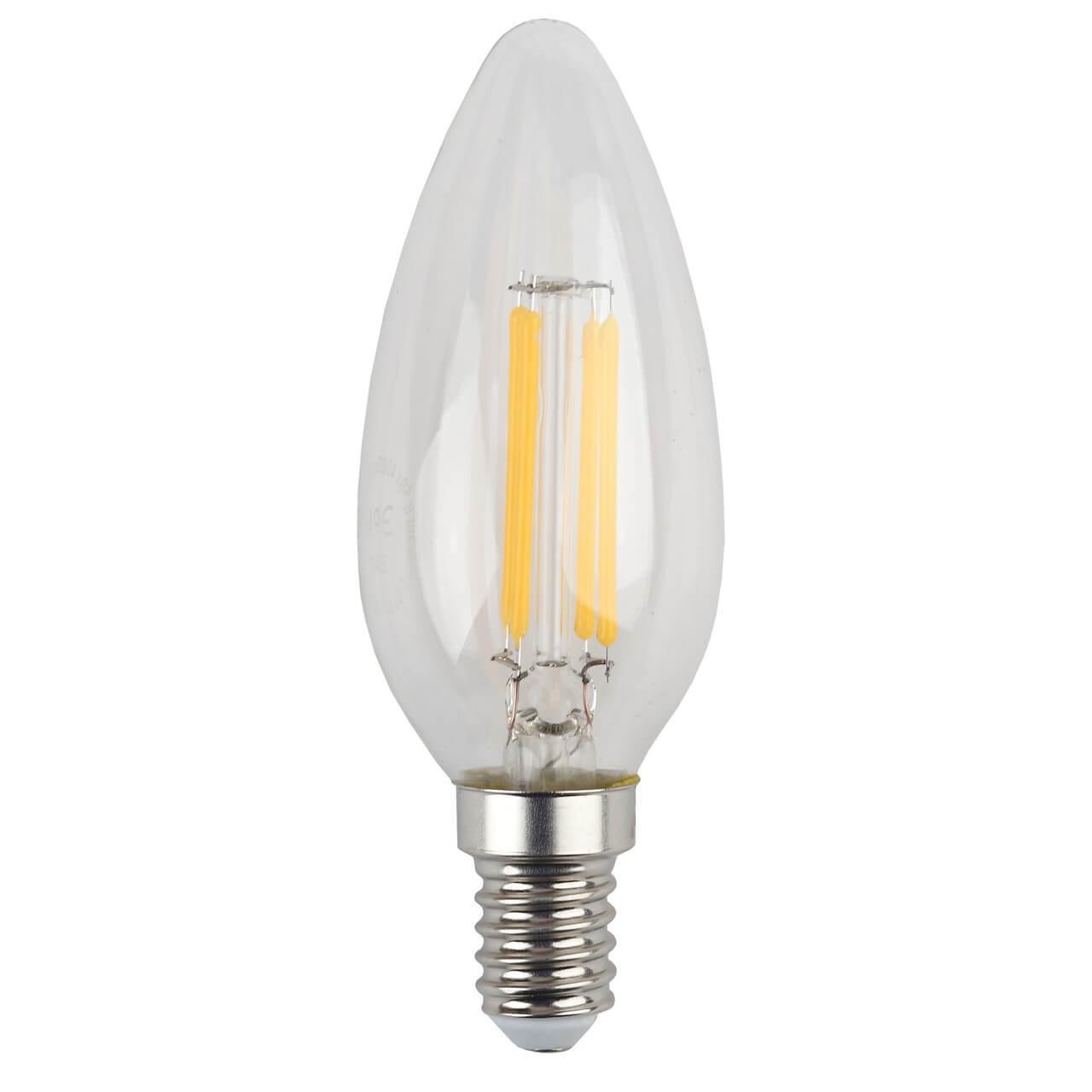 Лампа светодиодная филаментная ЭРА E14 5W 4000K прозрачная F-LED B35-5W-840-E14. 