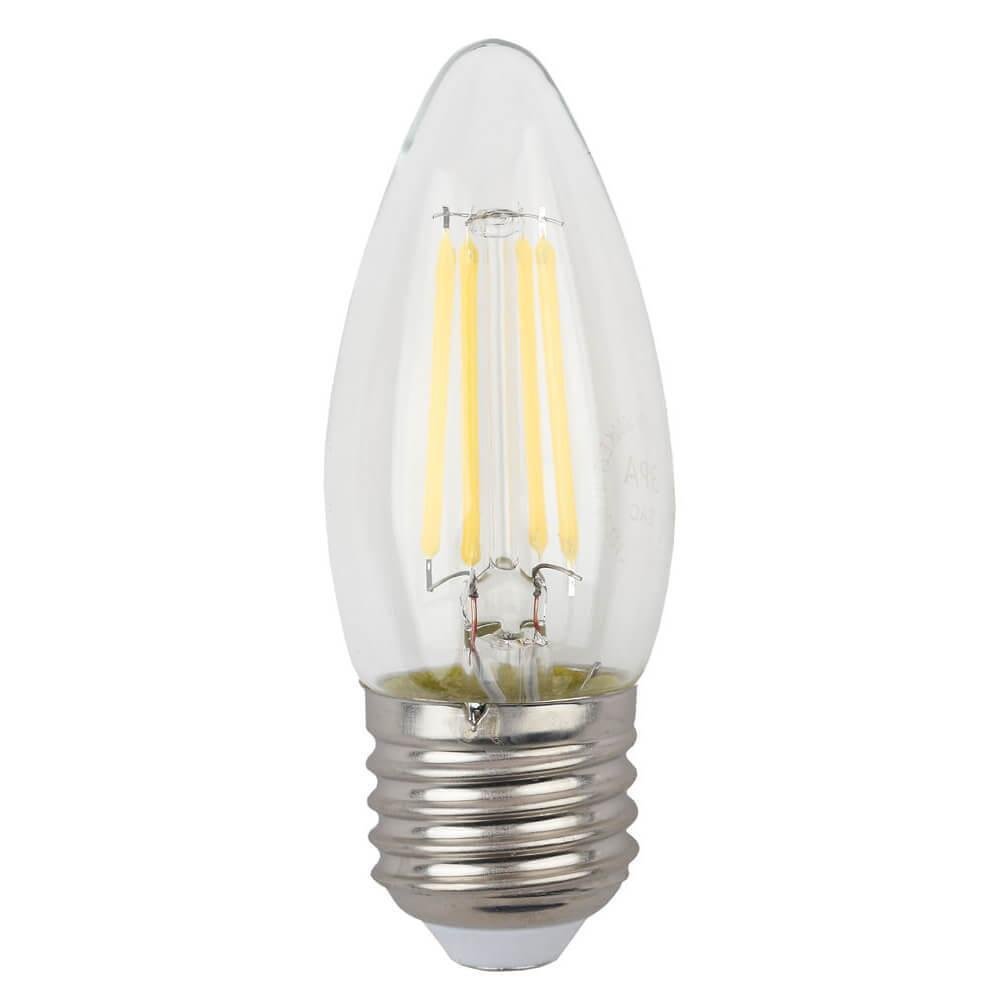 Лампа светодиодная филаментная ЭРА E27 7W 2700K прозрачная F-LED B35-7W-827-E27. 