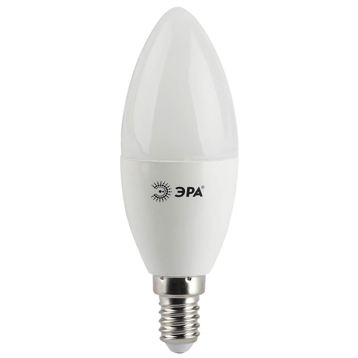 Лампа светодиодная ЭРА E14 5W 4000K свеча матовая LED B35-5W-840-E14. 