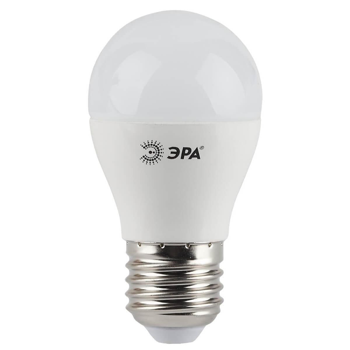 Лампа светодиодная ЭРА E27 5W 2700K шар матовый LED P45-5W-827-E27. 