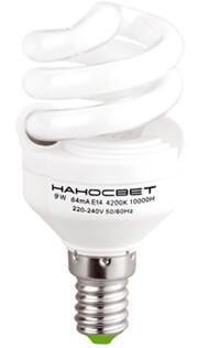 Лампа энергосберегающая Наносвет E14 9W 4000K матовая ES-SPU09/E14/840 E081. 