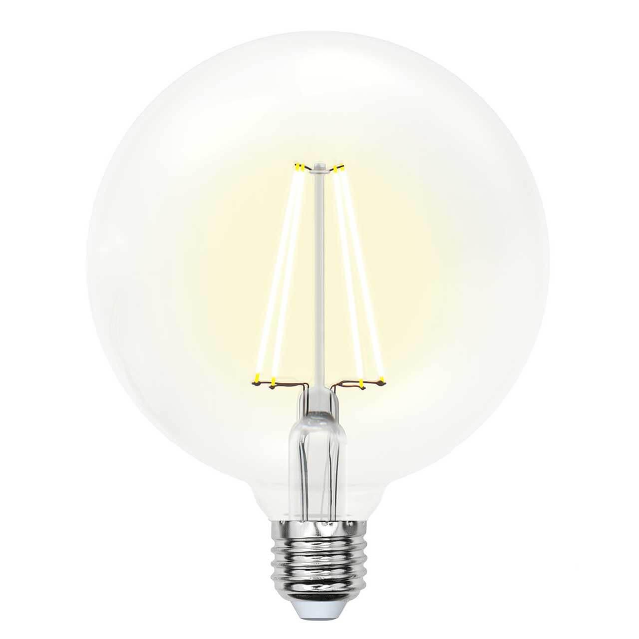 Лампа светодиодная филаментная (UL-00004859) Uniel E27 10W 4000K прозрачная LED-G125-10W/NW/E27/CL PLS02WH. 
