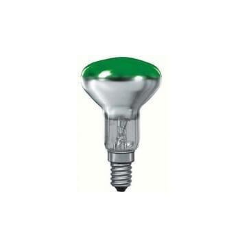 Лампа накаливания рефлекторная R50 Е14 25W зеленая 20123. 