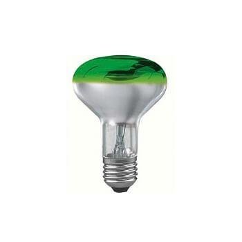 Лампа накаливания рефлекторная R80 Е27 60W зеленая 25063. 