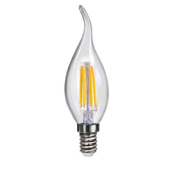 Лампа светодиодная филаментная Voltega E14 4W 4000К свеча на ветру прозрачная VG10-CW1E14cold4W-F 7005. 