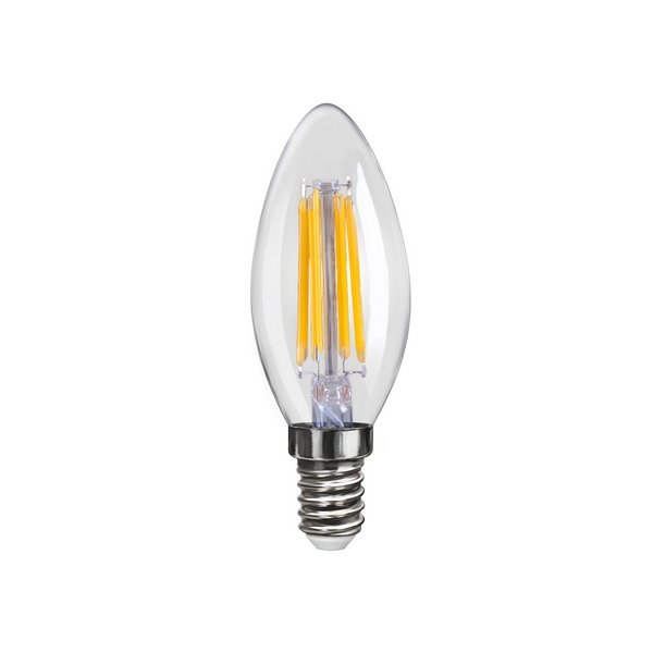 Лампа светодиодная филаментная Voltega E14 4W 4000К свеча прозрачная VG10-C1E14cold4W-F 6998. 