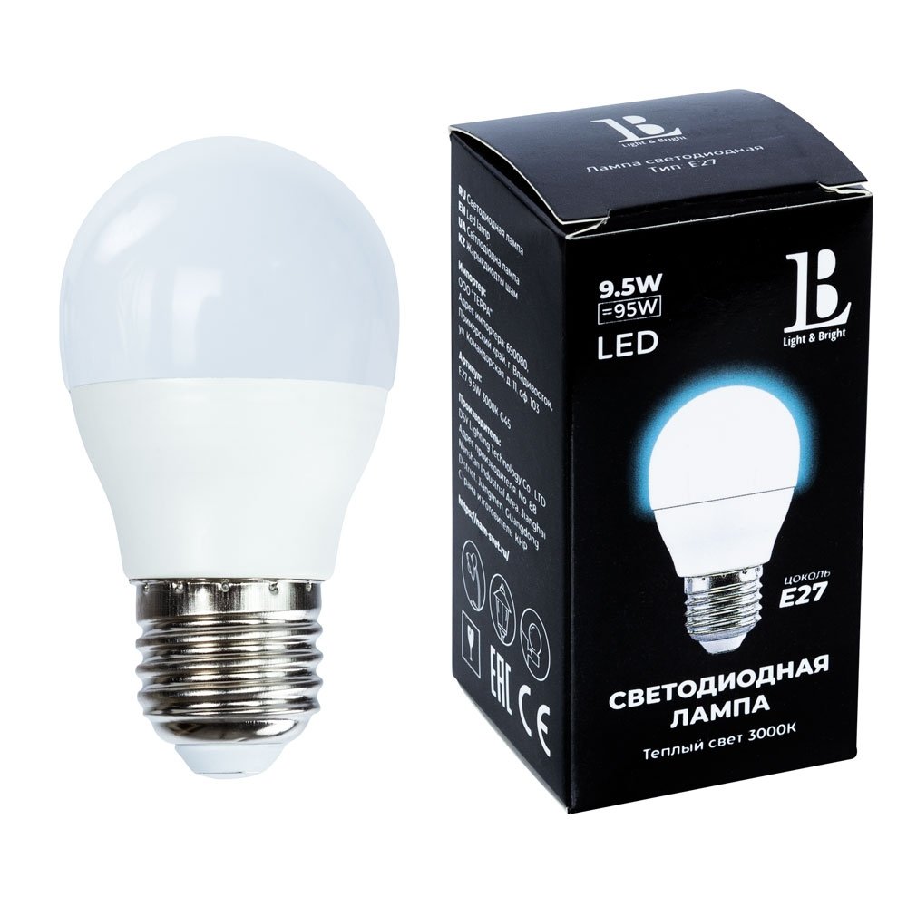 Лампочка светодиодная L&B E27-9,5W-3000K-G45_lb. 